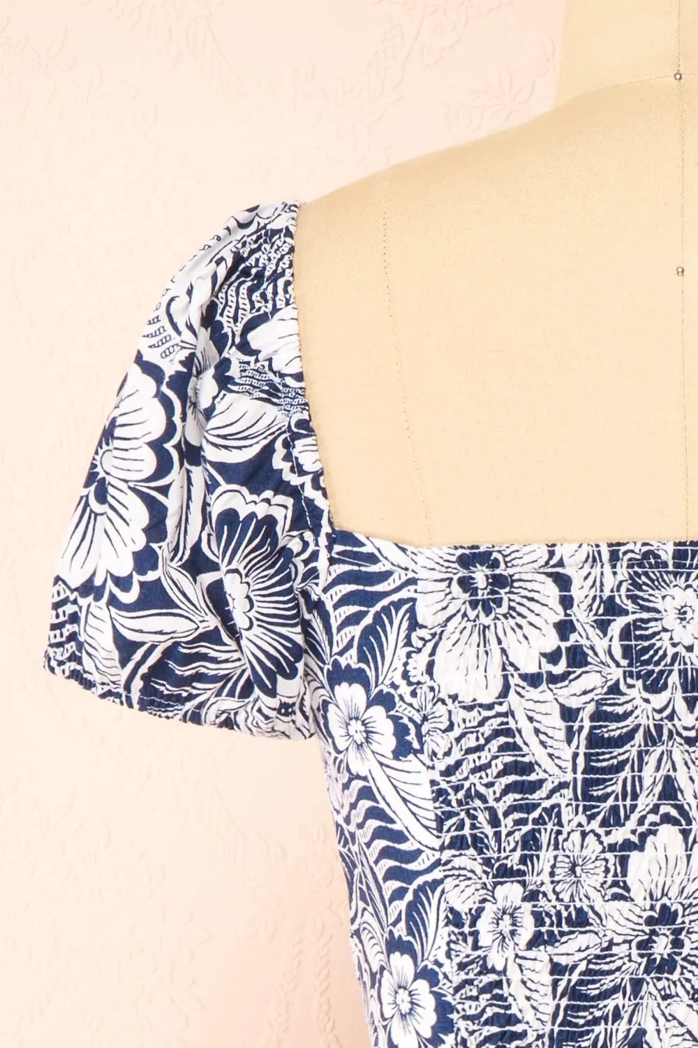 Anthela | Ruched Navy Floral Top