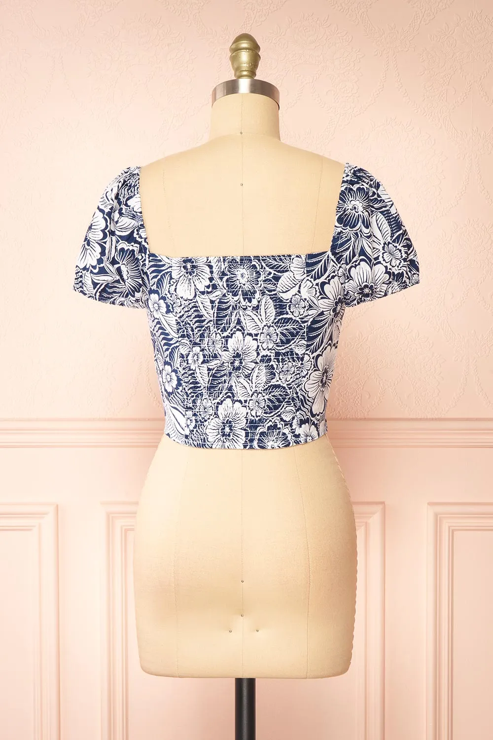 Anthela | Ruched Navy Floral Top