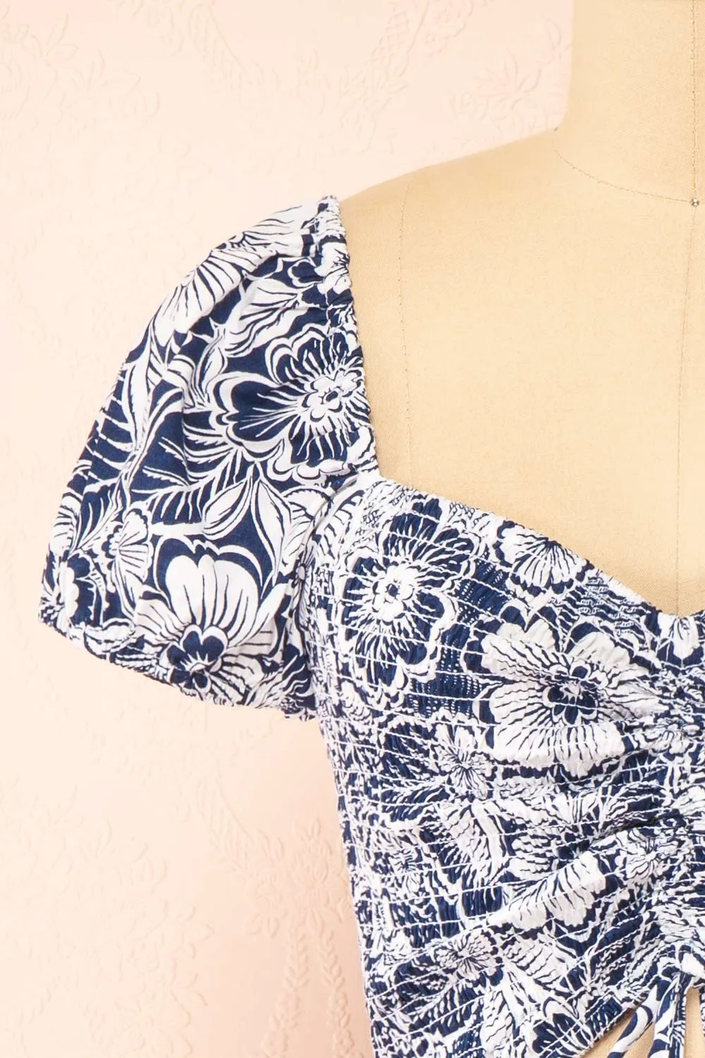 Anthela | Ruched Navy Floral Top