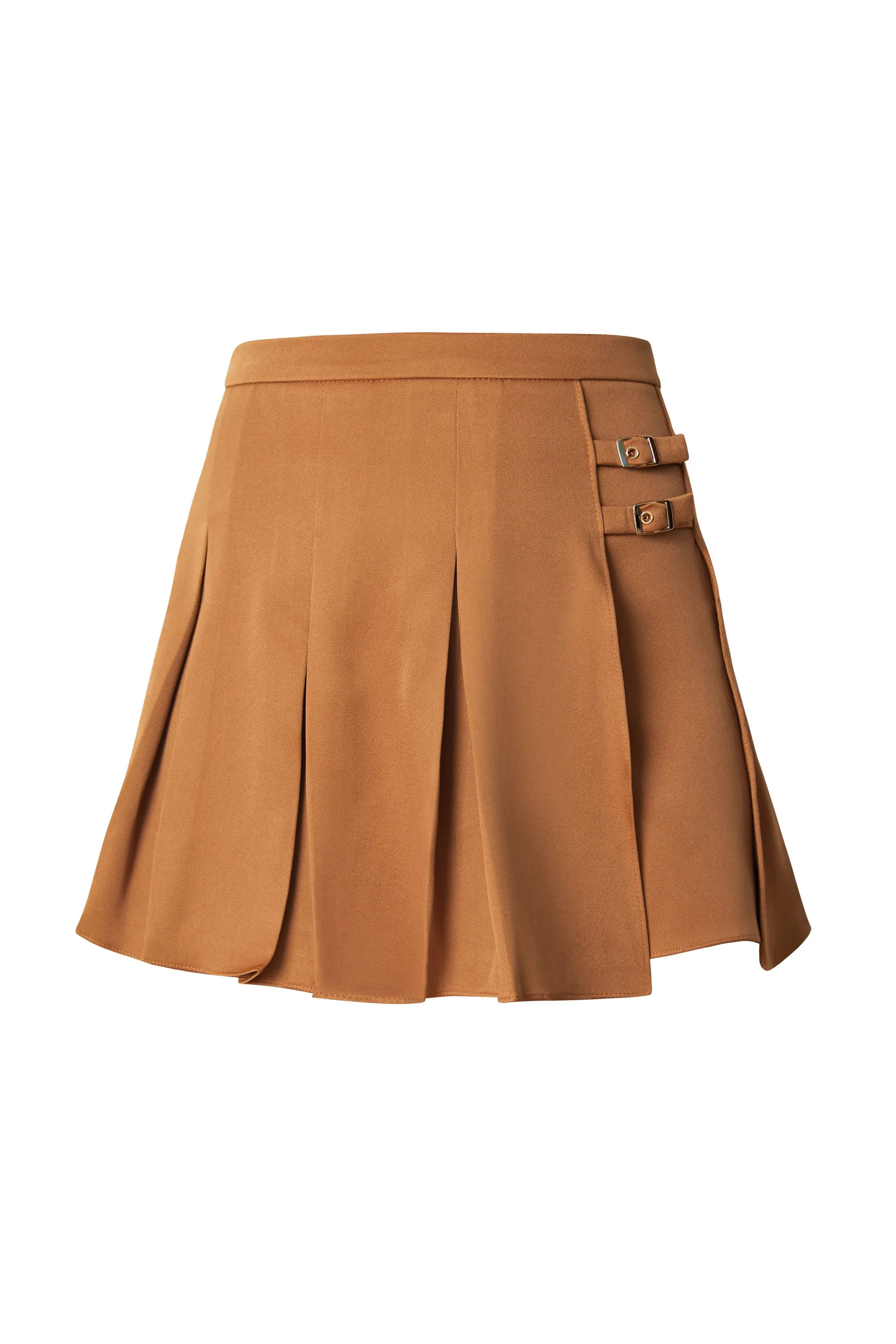 Arden Camel Buckle Pleated Skort