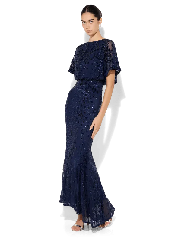 Aria Navy Sequin Maxi