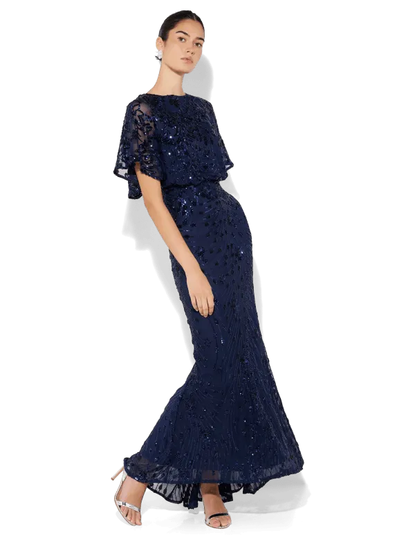 Aria Navy Sequin Maxi