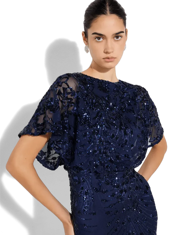 Aria Navy Sequin Maxi