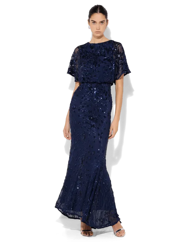 Aria Navy Sequin Maxi