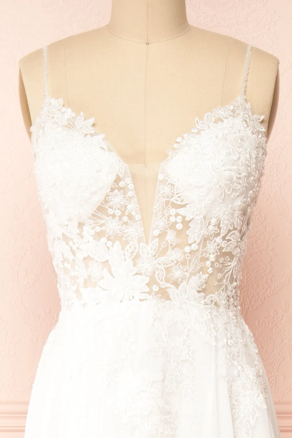 Arsinoe | White Plunging Neckline Bridal Gown