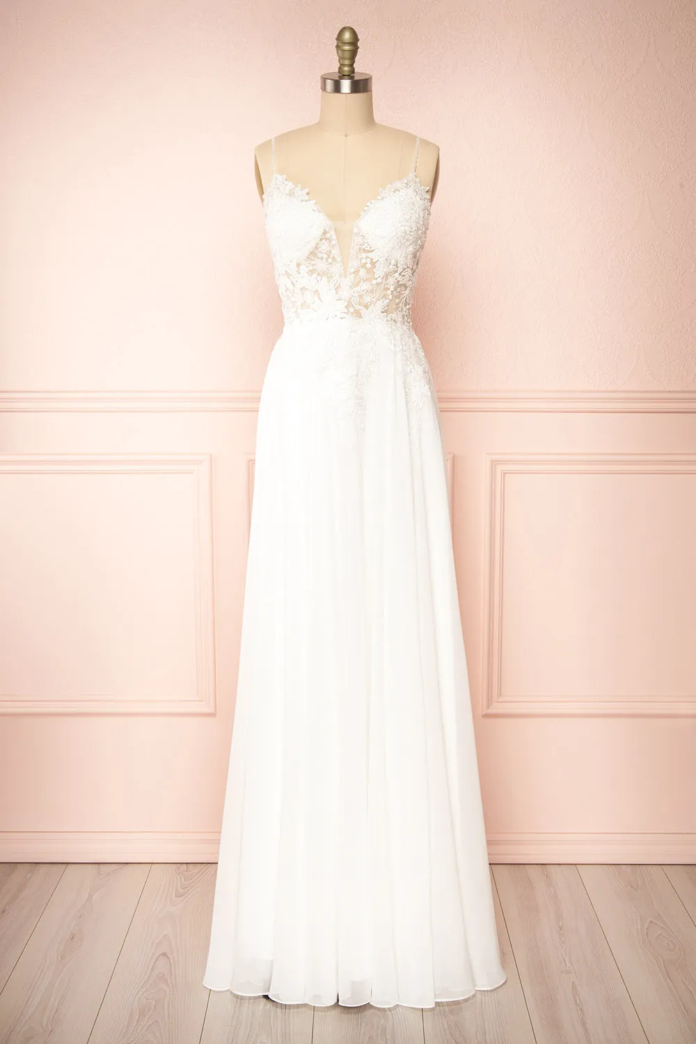 Arsinoe | White Plunging Neckline Bridal Gown