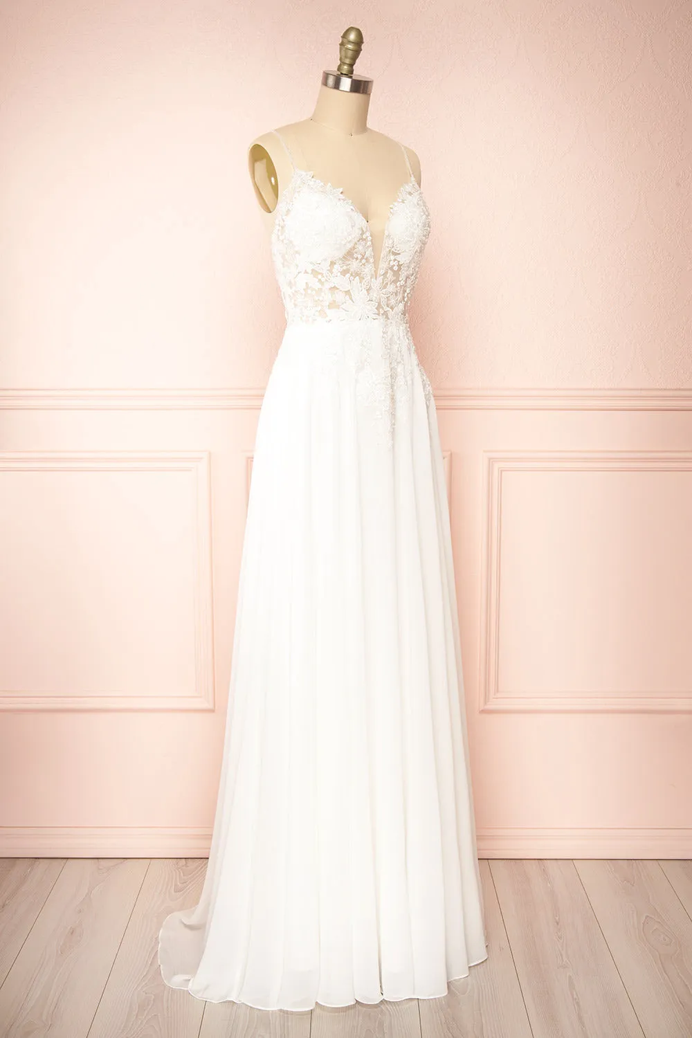 Arsinoe | White Plunging Neckline Bridal Gown