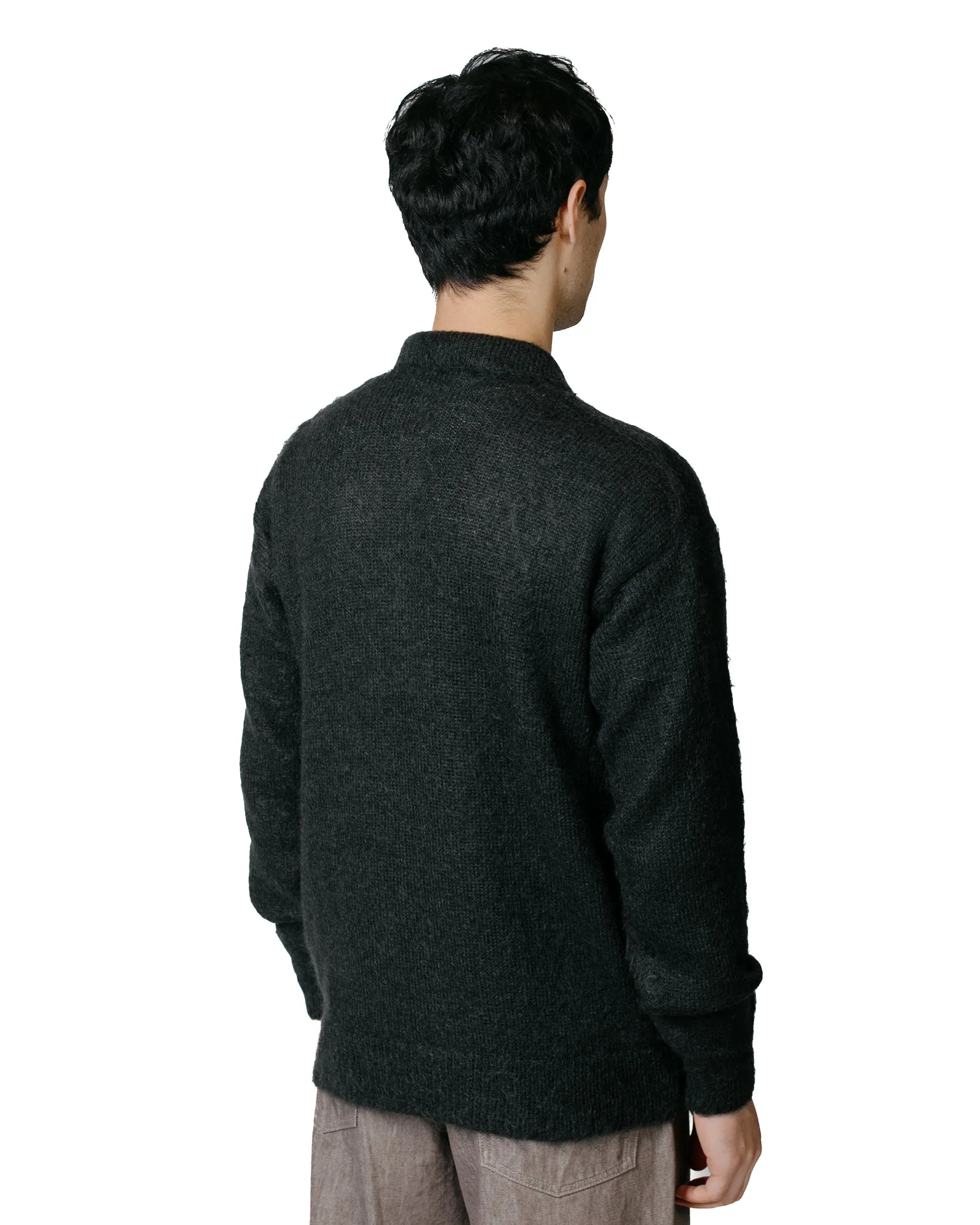 Auralee Brushed Super Kid Mohair Knit Polo Ink Black