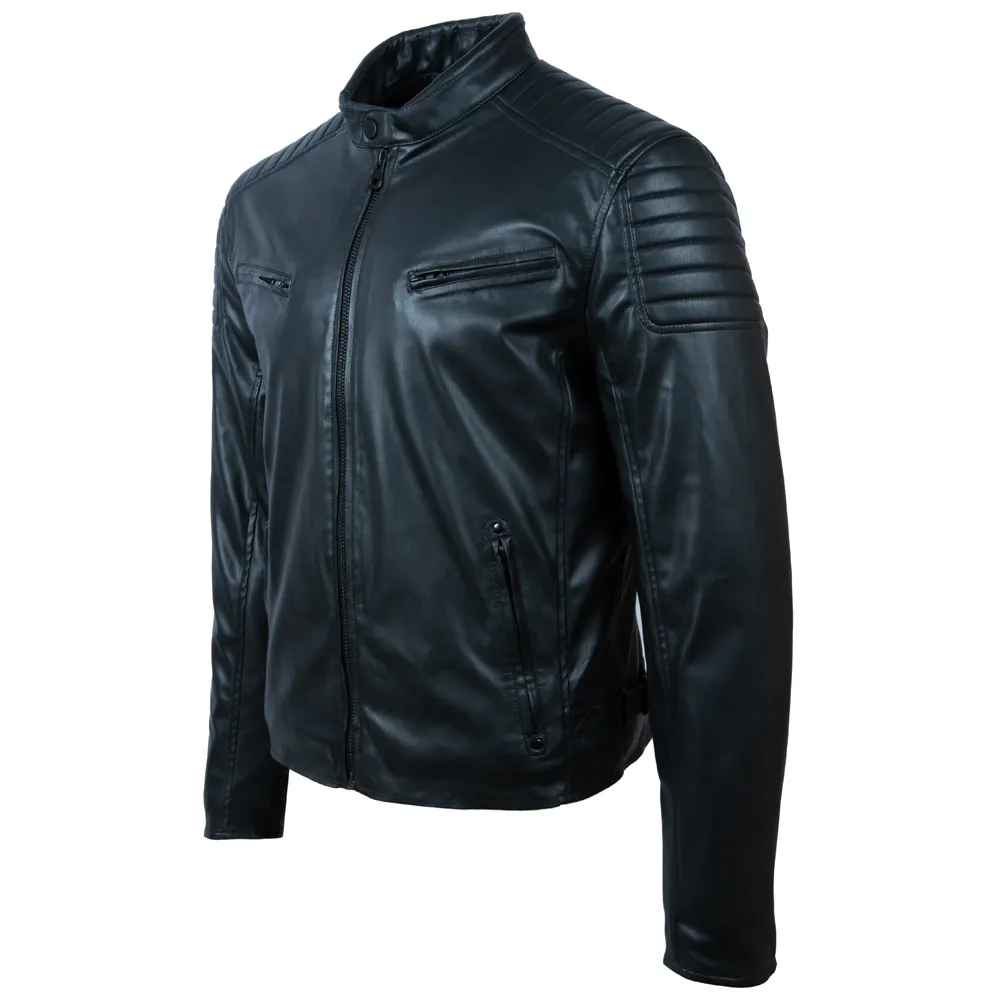 B8P6 Mens Biker Jacket - Black