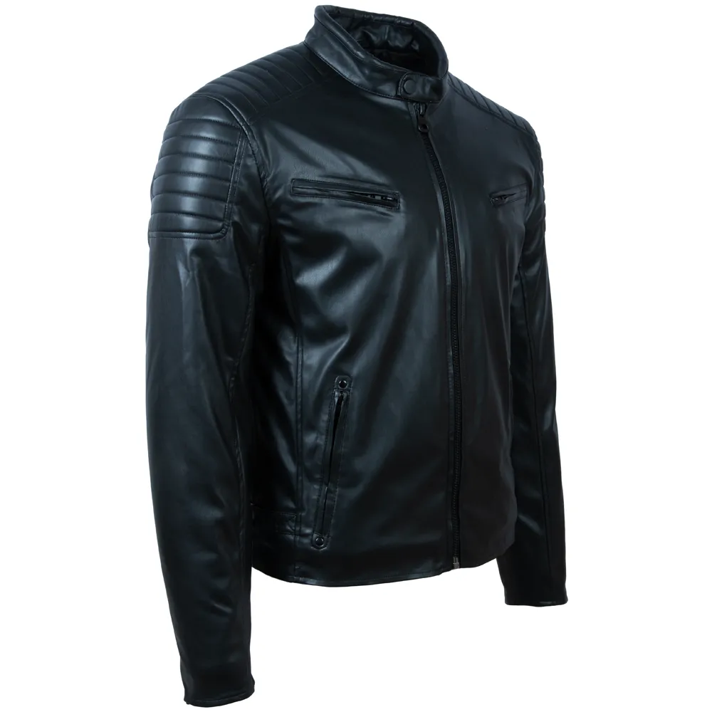 B8P6 Mens Biker Jacket - Black