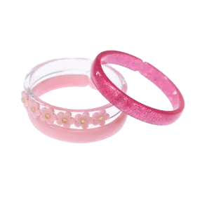 Bangle Set - Pink Flowers & Glitter