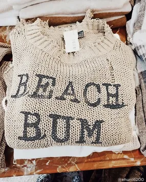 BEACH BUM DISTRESSED CREW COTTON