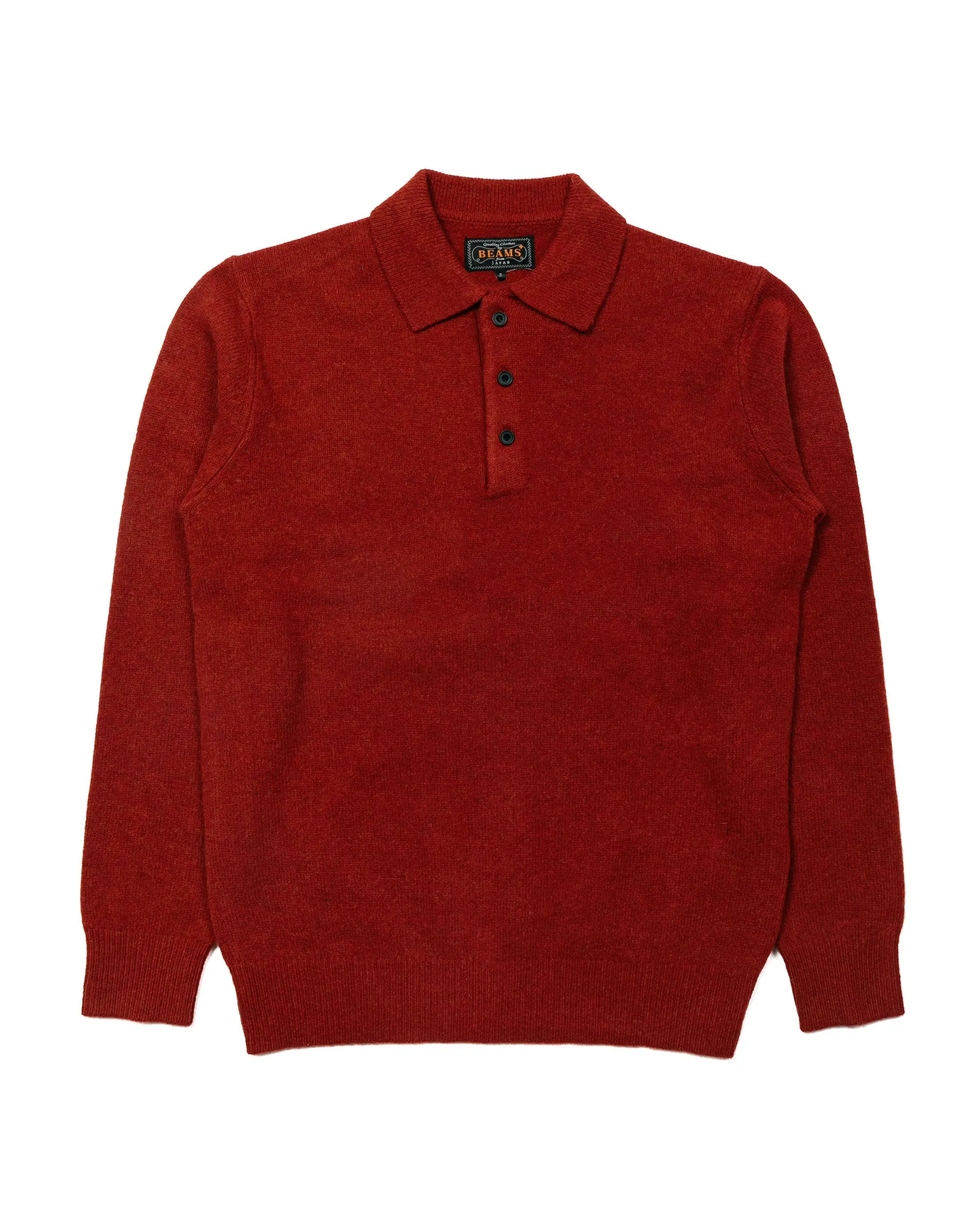 Beams Plus Knit Polo 9G Burgundy