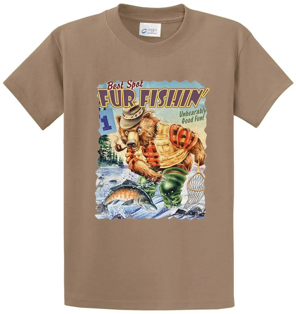 Bear Fishing Printed Tee Shirt