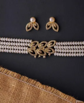 Beautiful Leaf Real Pearl Necklace Set