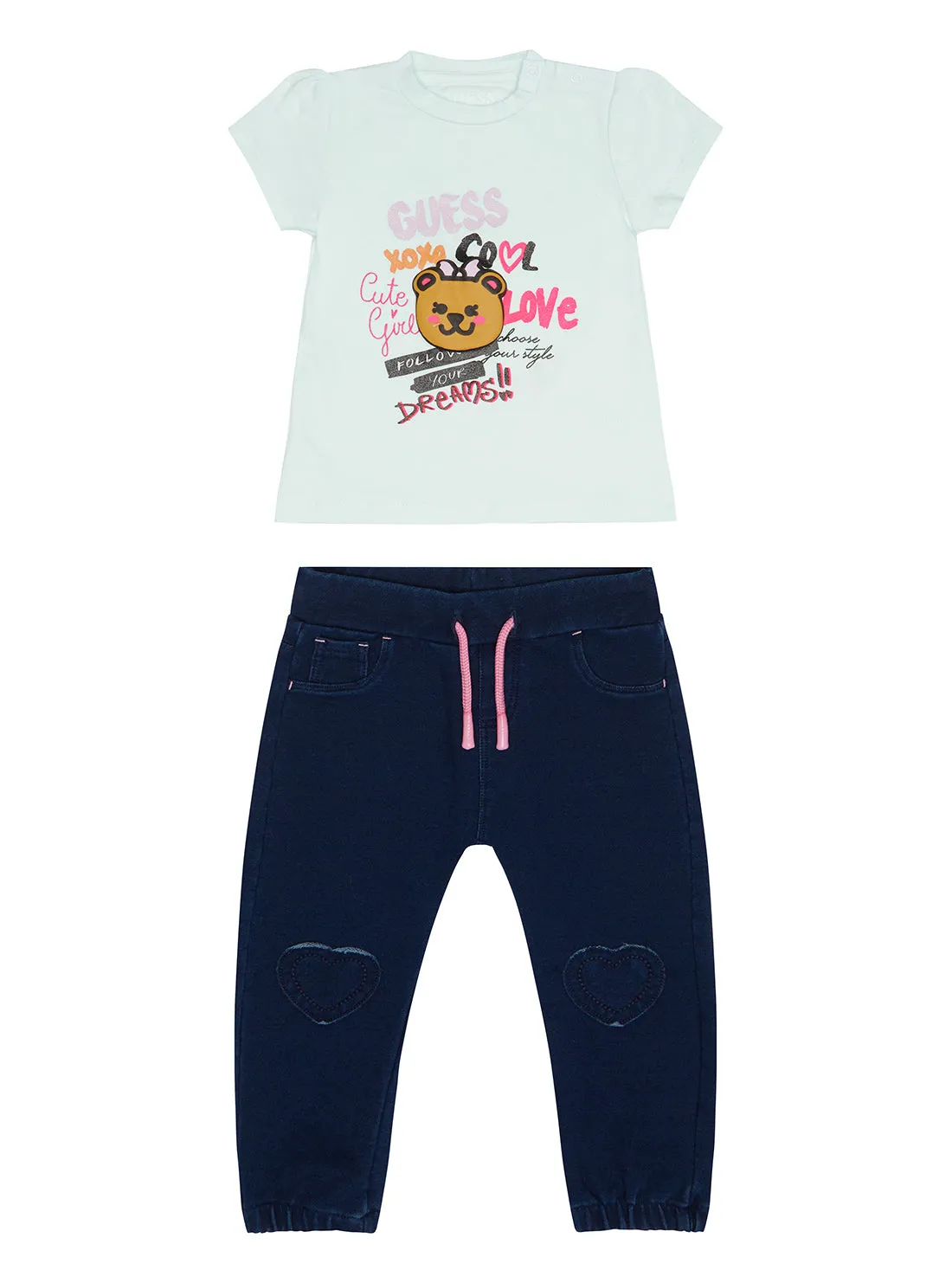 Bebe Blue T-Shirt And Denim Pants 2-Piece Set (0-12m)