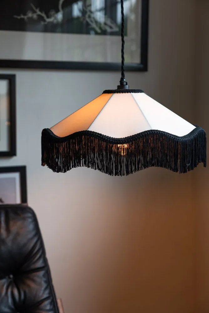 Black & Cream Tassel Ceiling Light Shade