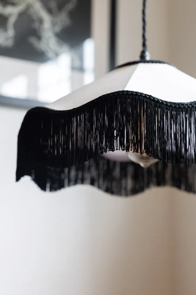 Black & Cream Tassel Ceiling Light Shade