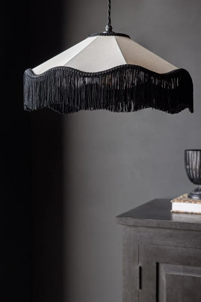 Black & Cream Tassel Ceiling Light Shade