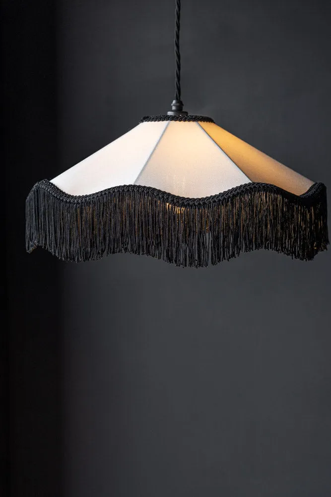 Black & Cream Tassel Ceiling Light Shade