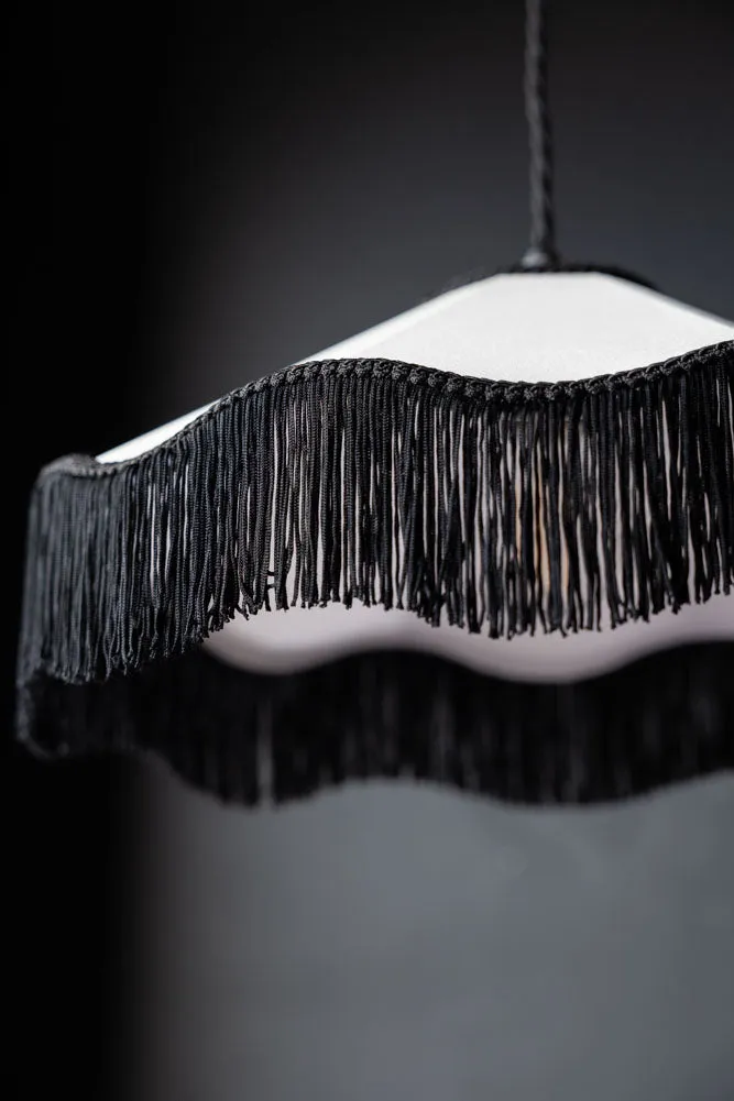 Black & Cream Tassel Ceiling Light Shade