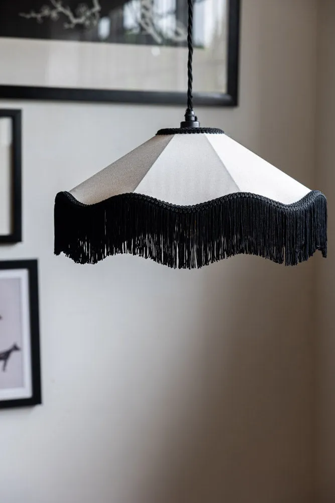 Black & Cream Tassel Ceiling Light Shade