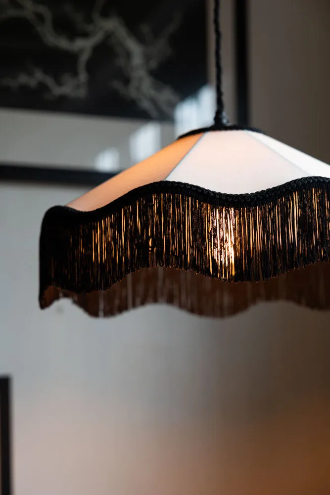 Black & Cream Tassel Ceiling Light Shade