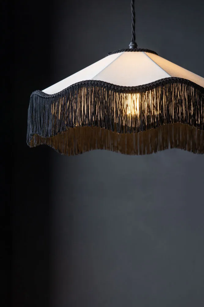 Black & Cream Tassel Ceiling Light Shade