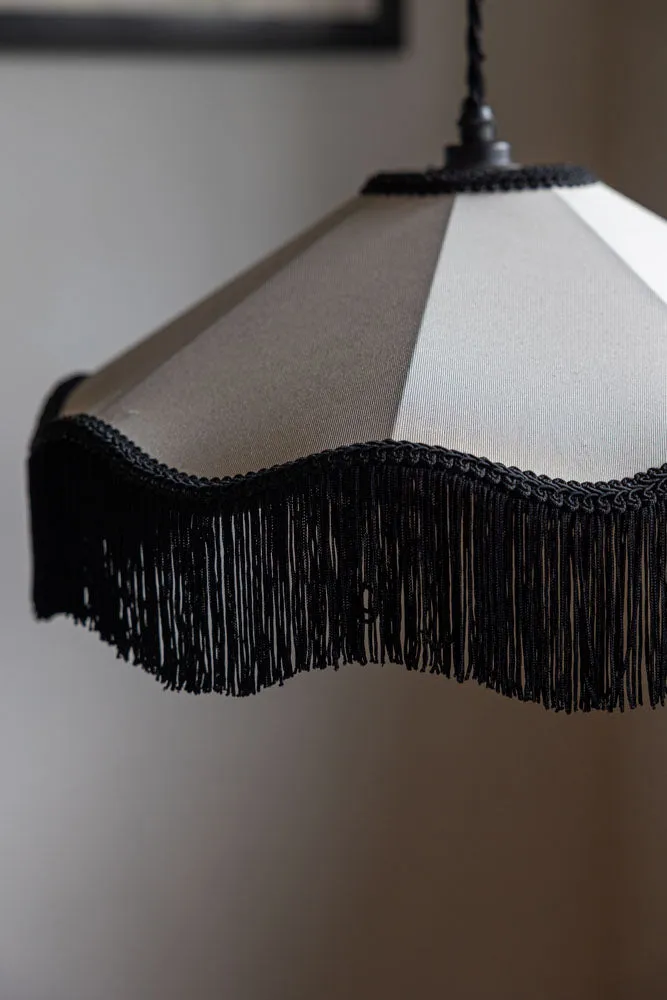 Black & Cream Tassel Ceiling Light Shade