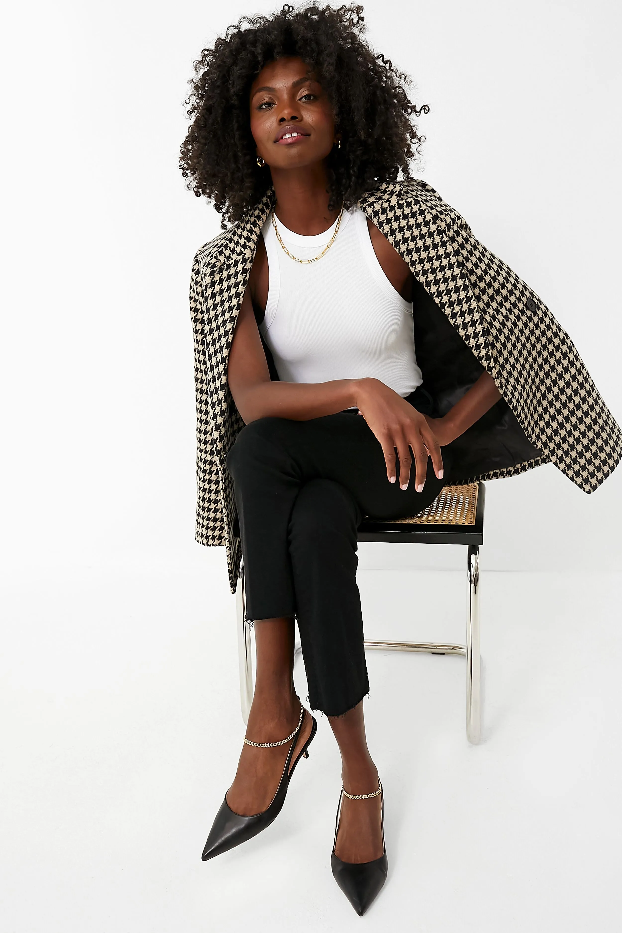 Black and Nude Houndstooth Kaia Blazer