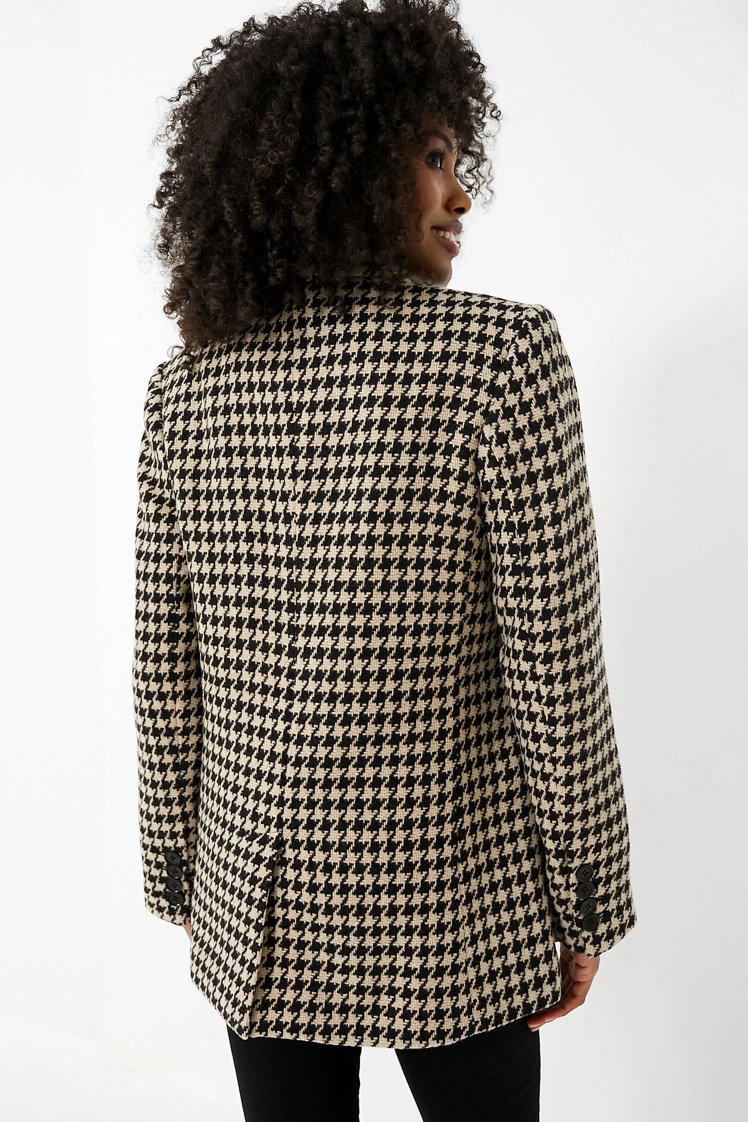 Black and Nude Houndstooth Kaia Blazer