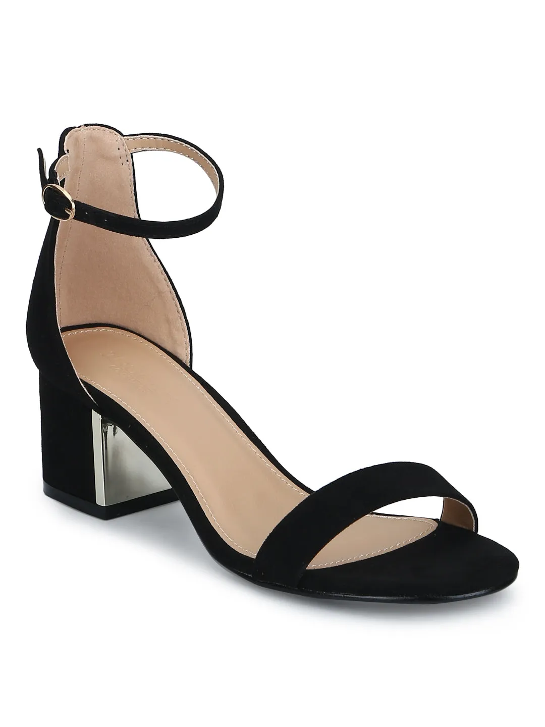 Black Micro Double Shaded Low Block Heels