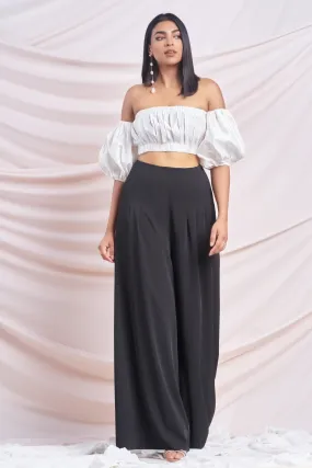 Black Pleated Wide Leg Pant