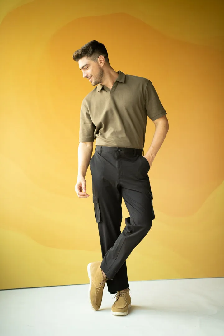 Black Shadow Stretch Cargo Pants