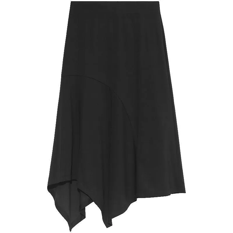 Black Tencel Asymmetrical Skirt