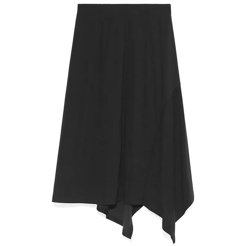 Black Tencel Asymmetrical Skirt