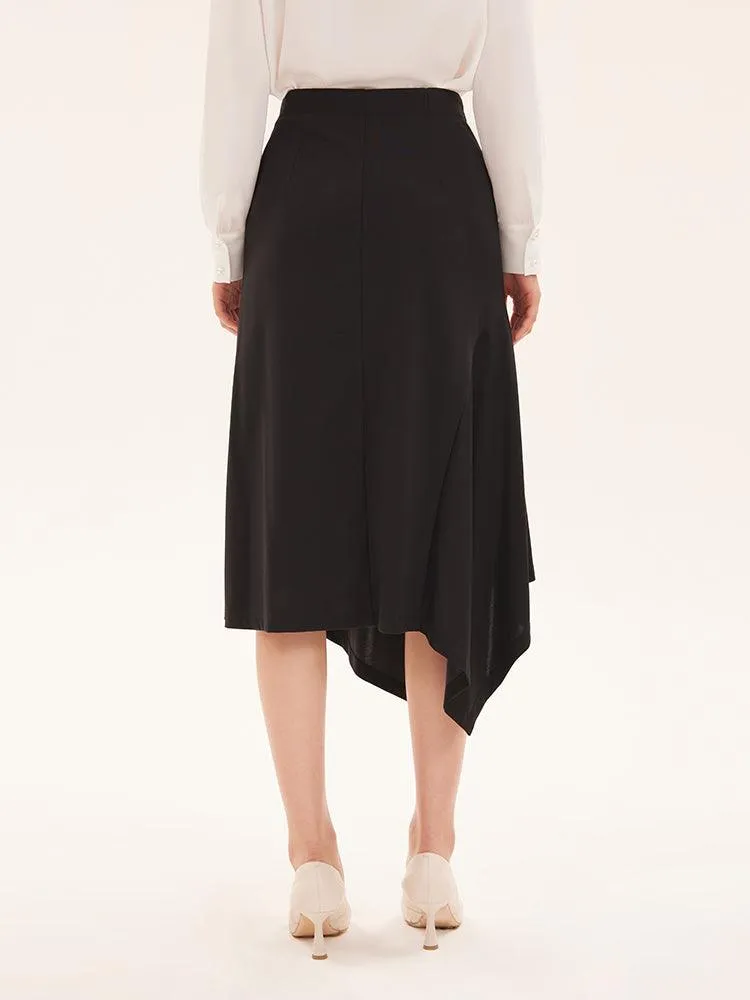 Black Tencel Asymmetrical Skirt