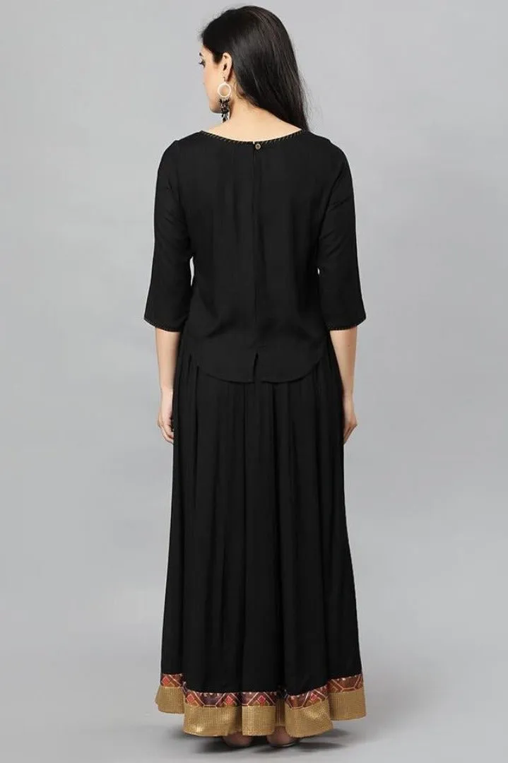 Black Twenty-four Kali Rayon Skirt