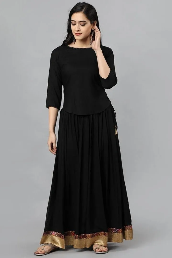 Black Twenty-four Kali Rayon Skirt