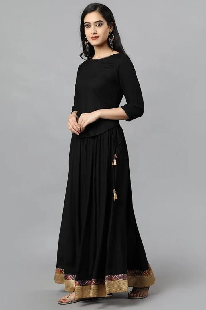 Black Twenty-four Kali Rayon Skirt