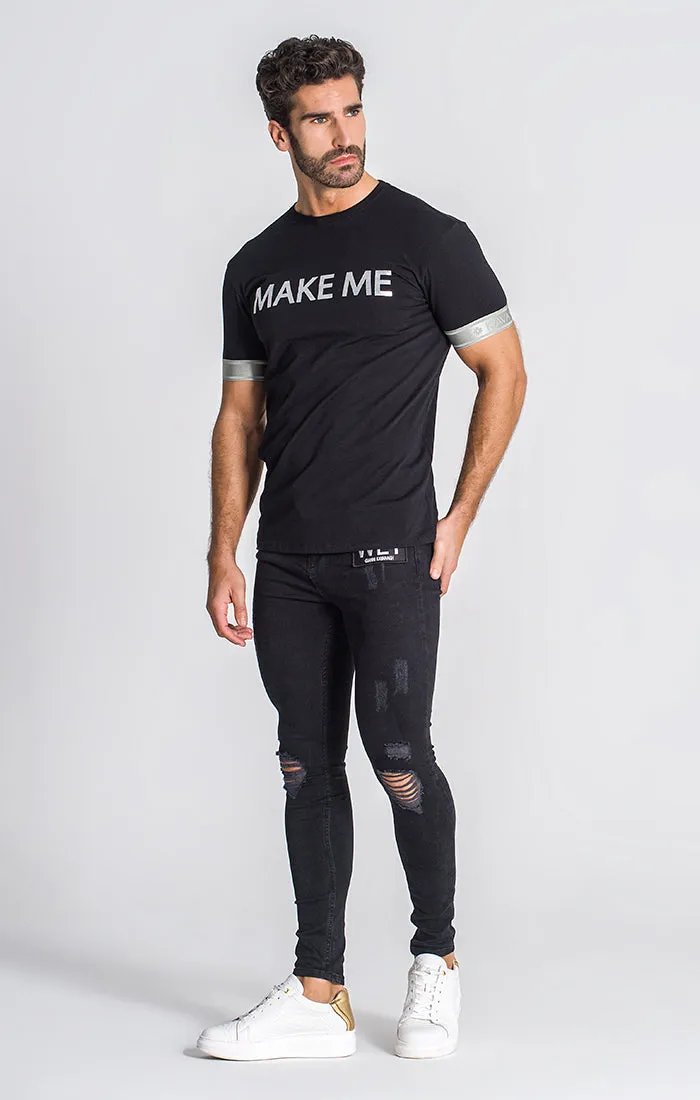 Black Wet Elastic Tee