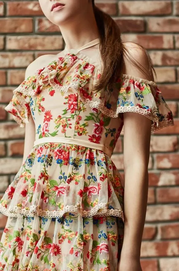 Brianna Embroidered Layered Dress