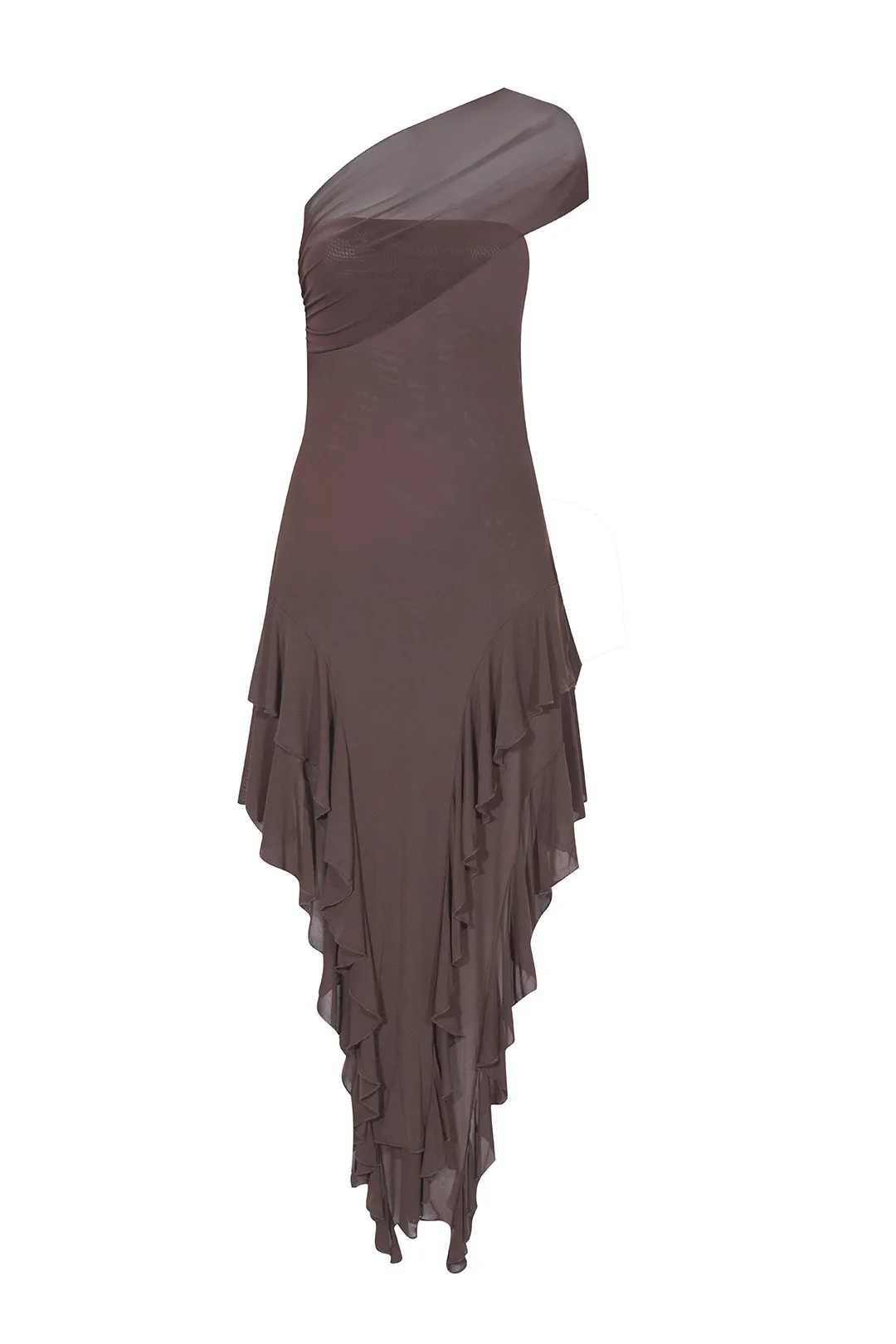 Brown Ruffle Dress