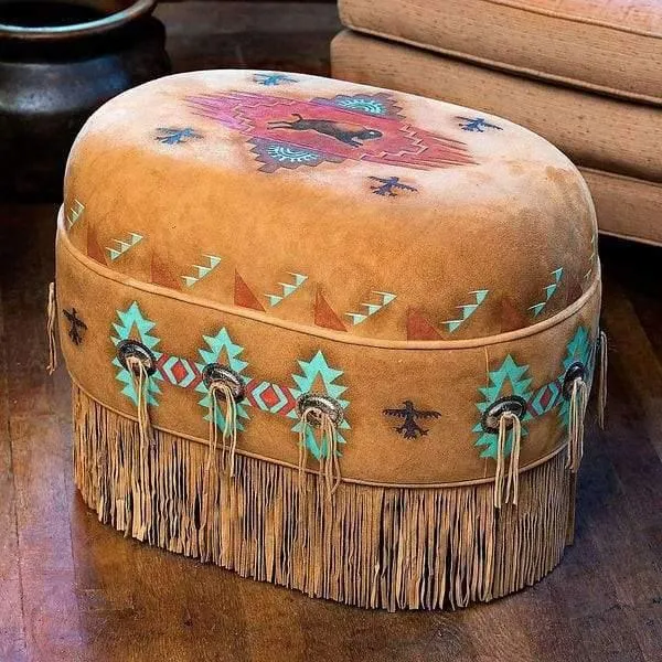 Buffalo Art Deer Suede Ottoman