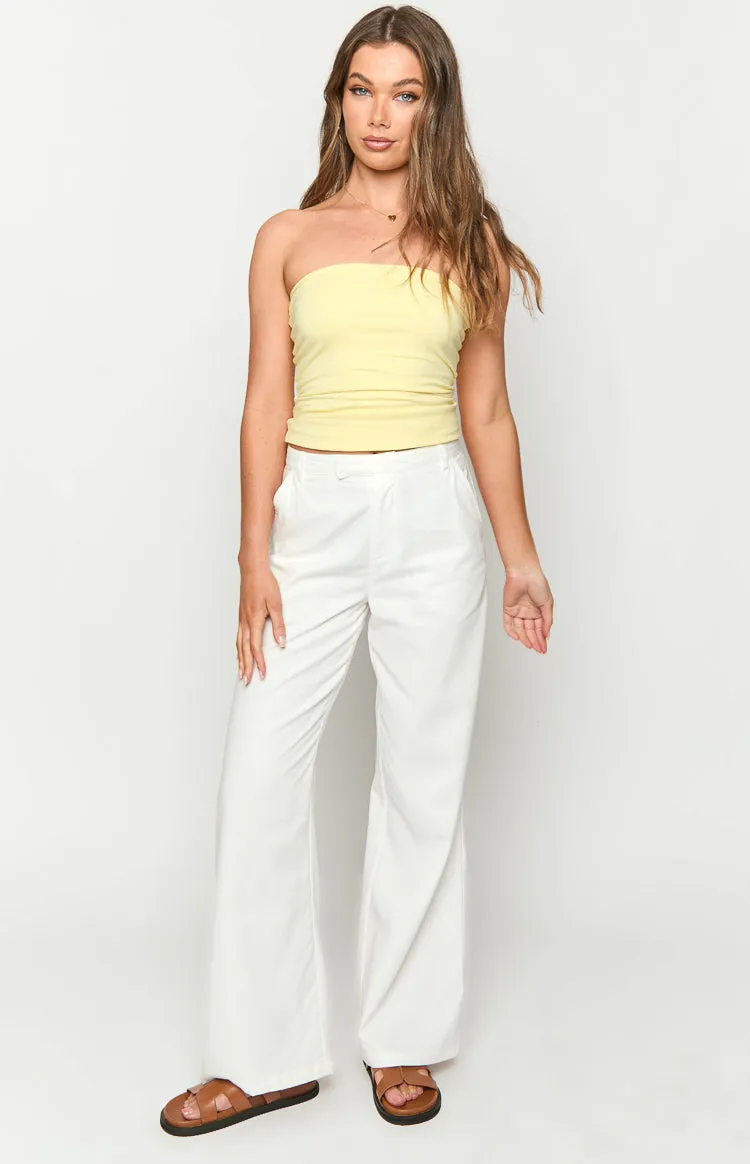 Cabo White Linen Blend Pants