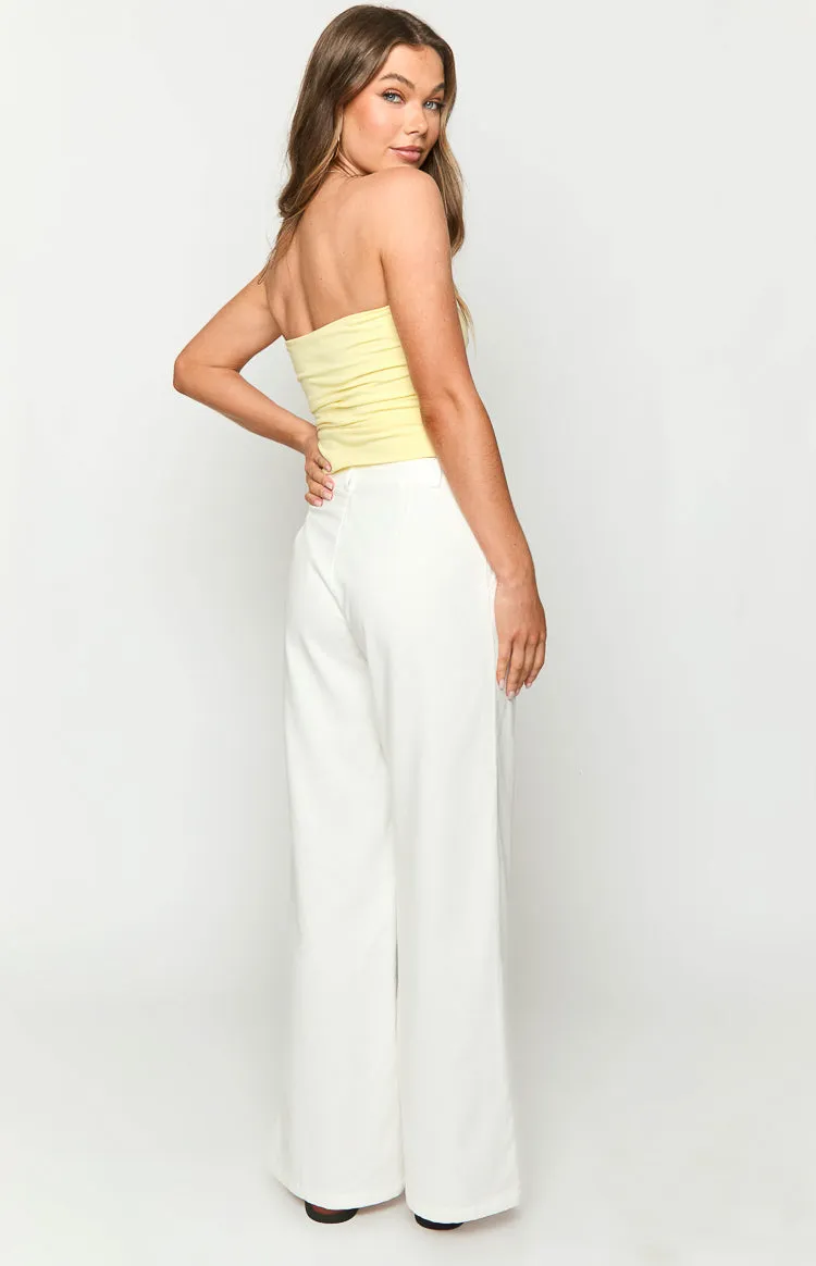 Cabo White Linen Blend Pants