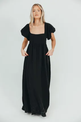 Candace Maxi Dress in Black - 100% Linen - Bump Friendly