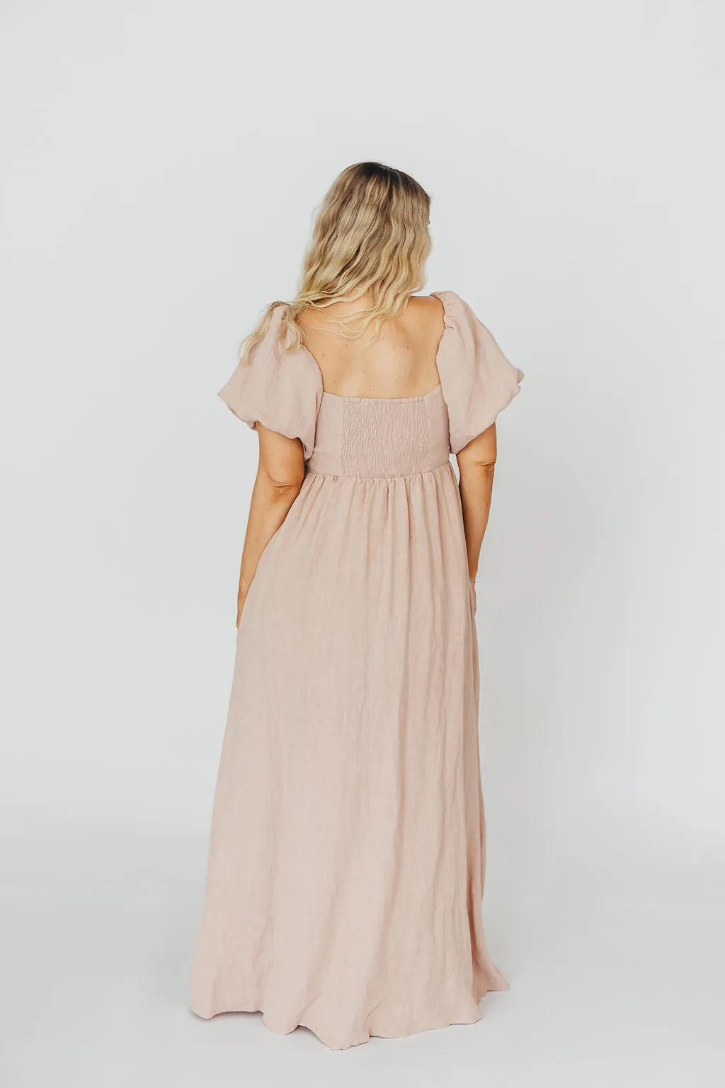 Candace Maxi Dress in Dusty Rose - 100% Linen - Bump Friendly