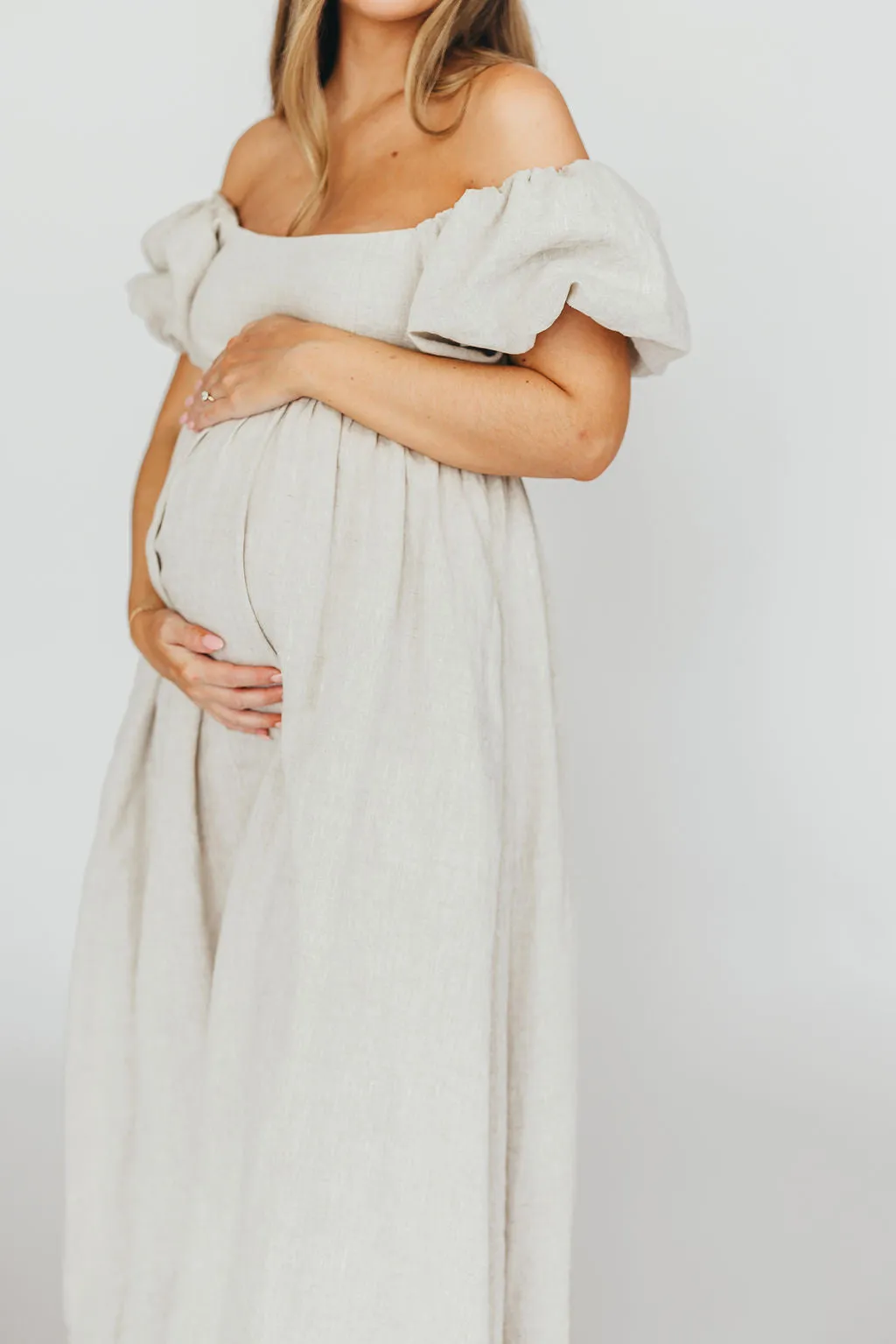 Candace Maxi Dress in Natural - 100% Linen - Bump Friendly