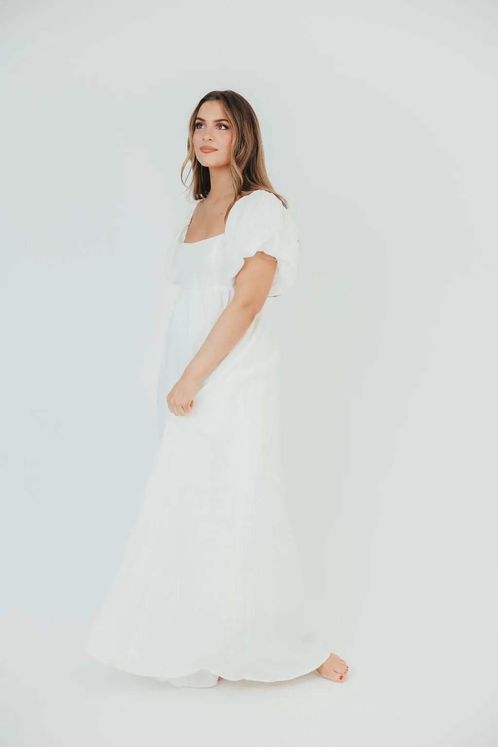 Candace Maxi Dress in Off-White - 100% Linen - Bump Friendly